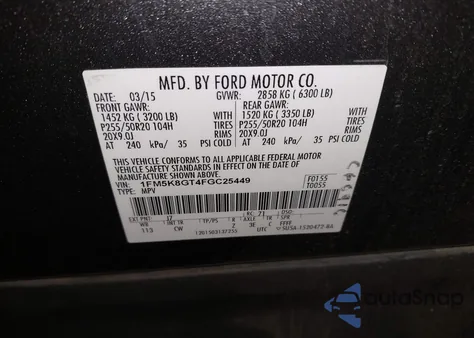 2015 Ford Explorer Sport z USA, uszkodzony, nr VIN 1FM5K8GT4FGC25449